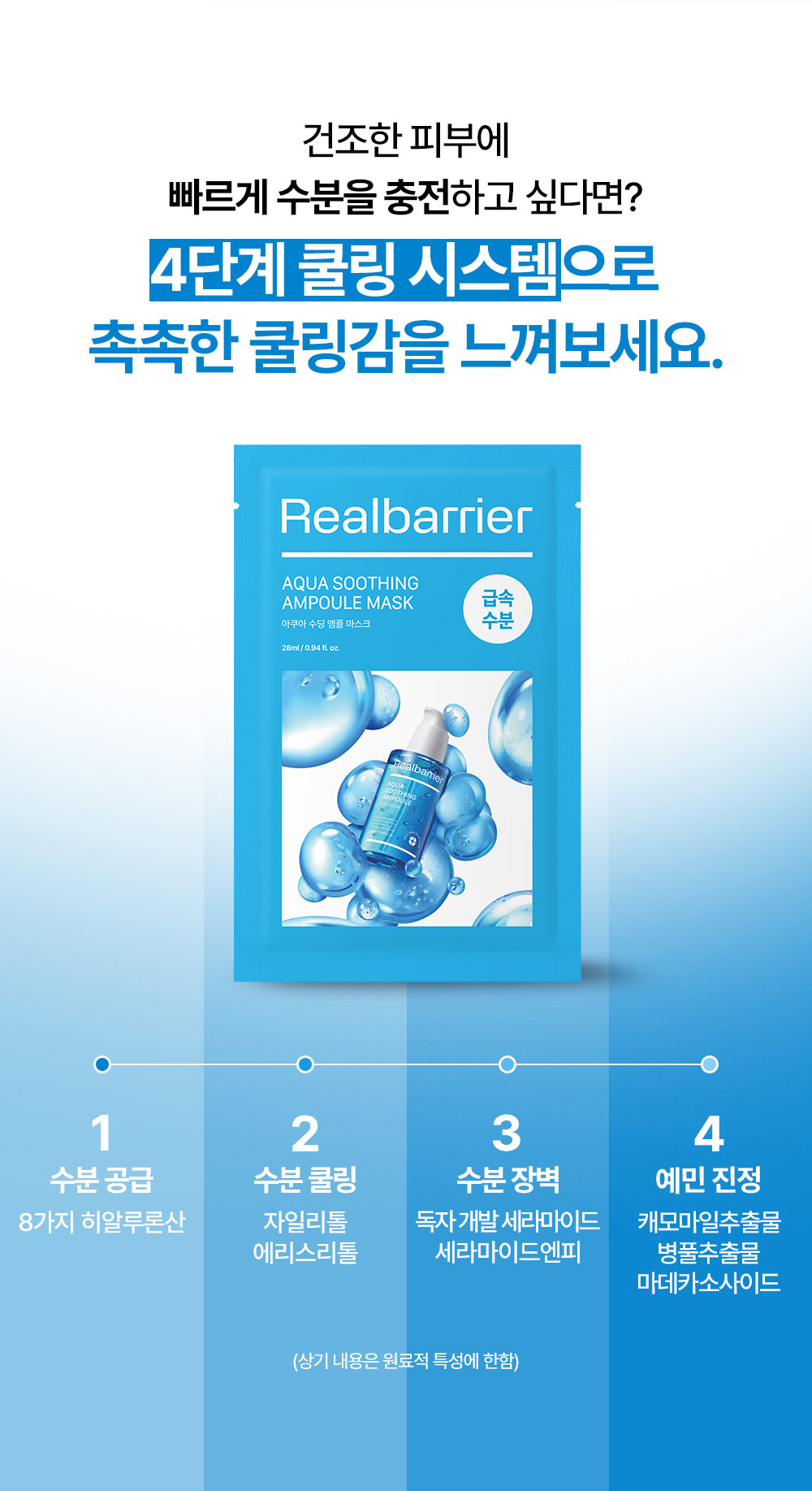 Experience a moist cooling sensation with the 4-stage cooling system