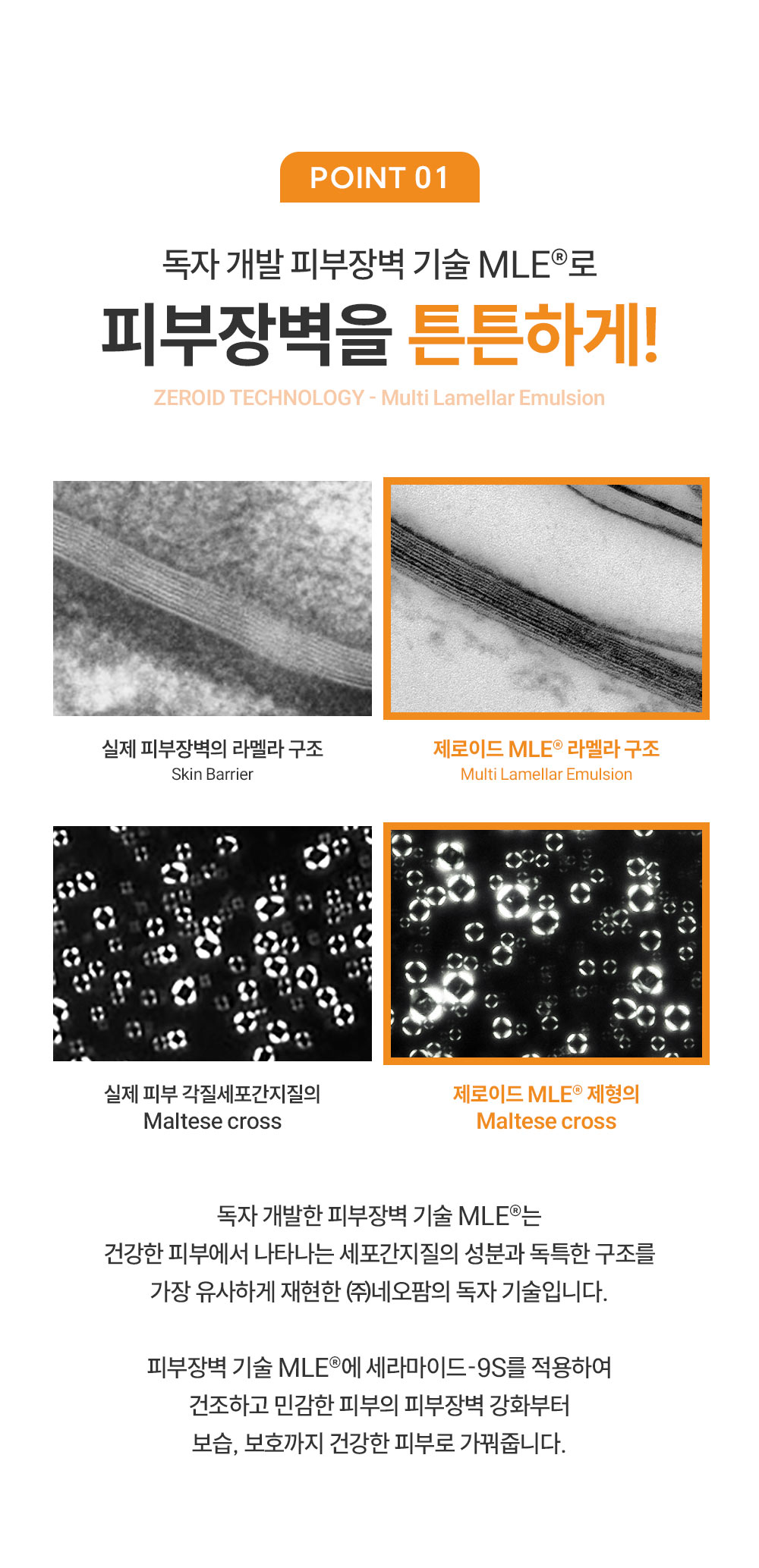 point01 독자 개발 피부장벽 기술 MLE로 피부장벽을 튼튼하게