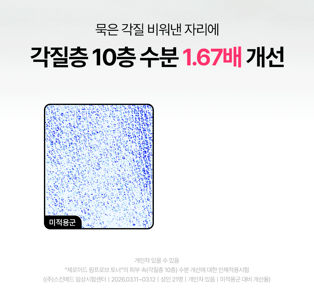 묵은 각질 비워낸 자리에 각질층 10층 수분 1.67배 개선