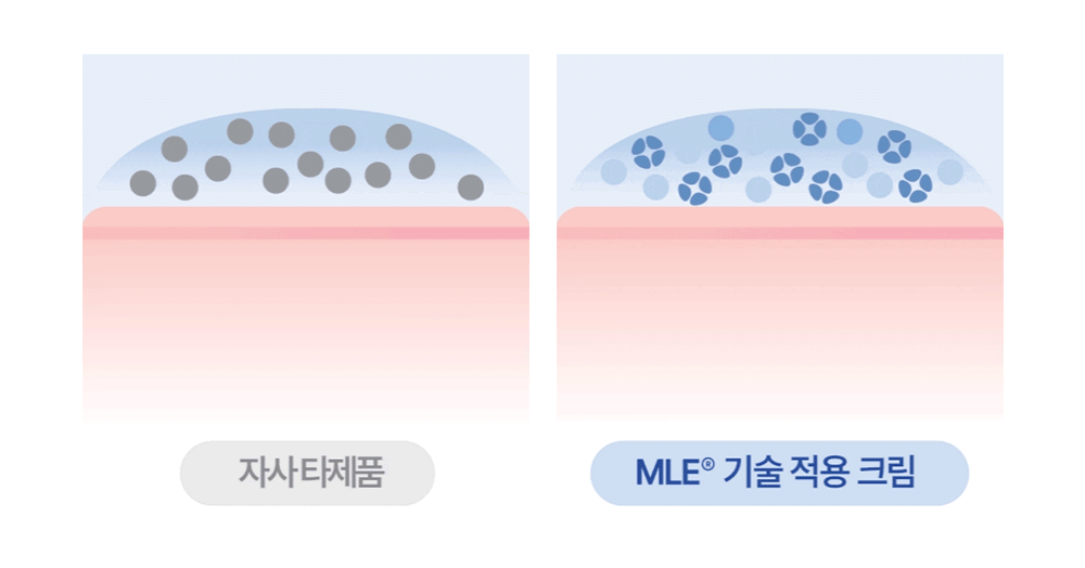 MLE® 기술 적용 크림이 흡수되는 GIF 이미지