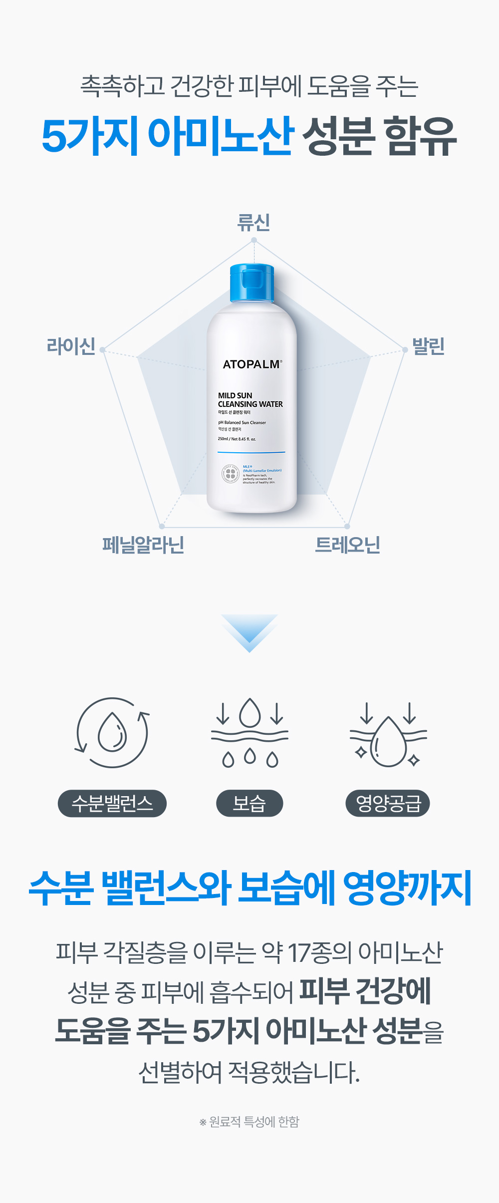 촉촉하고 건강한 피부에 도움을 주는 5가지 아미노산 성분 함유