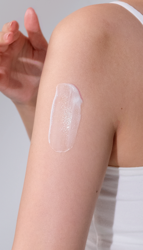 Video of applying lotion to arms