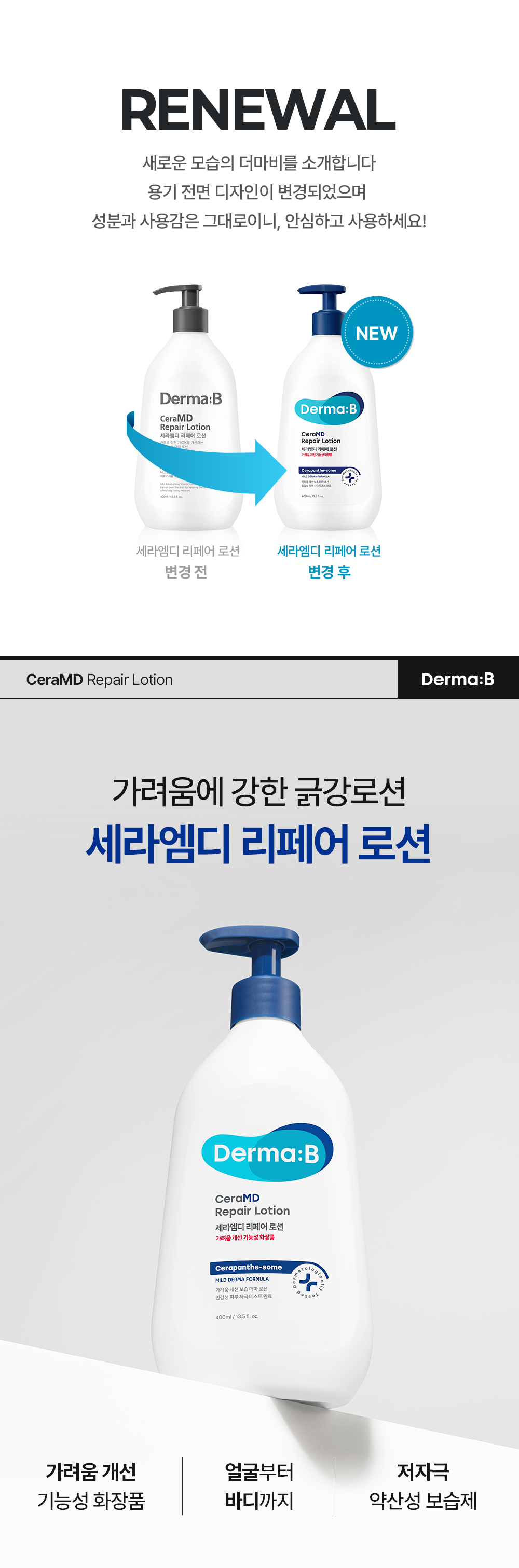 가려움에 강한 긁강로션 세라엠디 리페어 로션 가려움 개선 기능성 화장품 / 얼굴부터 바디까지 / 저자극 약산성 보습제