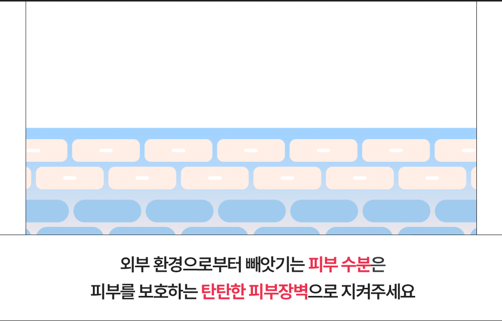 외부 환경으로부터 빼앗기는 피부 수분은 피부를 보호하는 탄탄한 피부장벽으로 지켜주세요