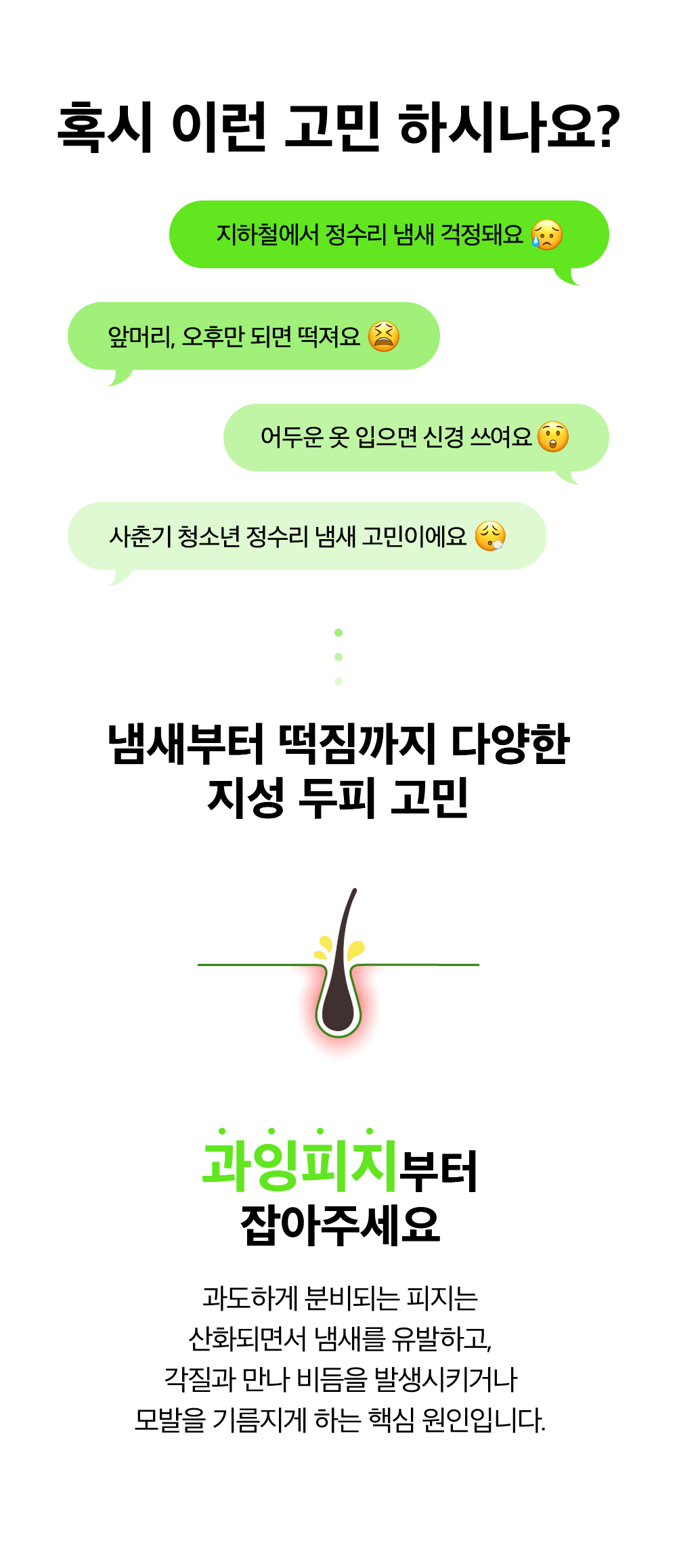 Are you worried about this? From odor to greasiness, various oily scalp concerns, control excess sebum