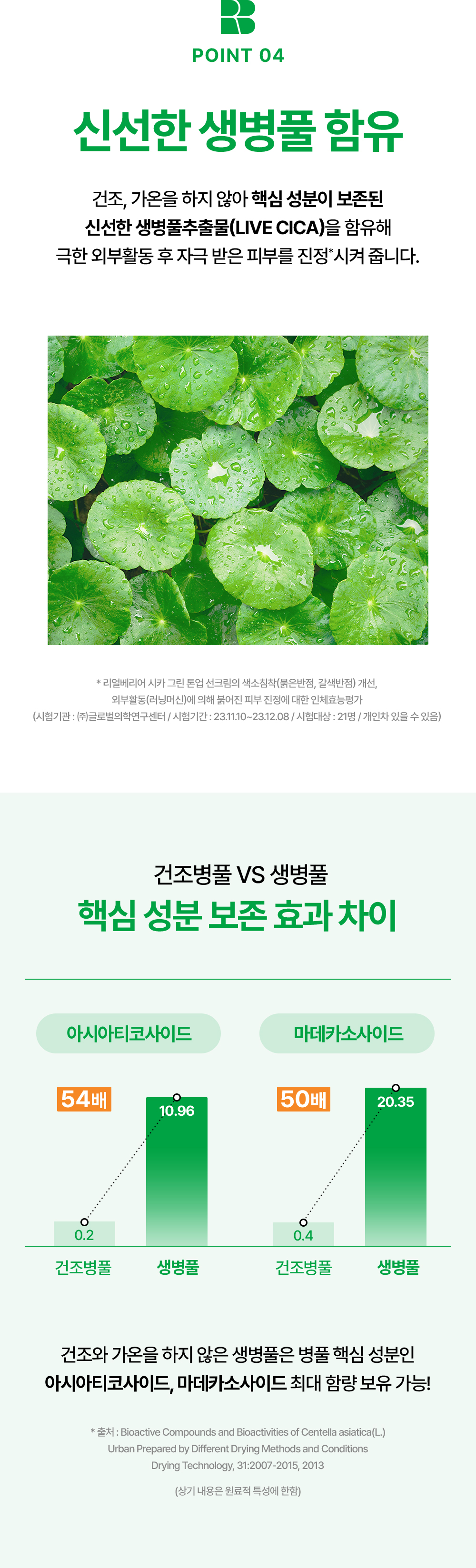 POINT 04. 신선한 생병풀 함유