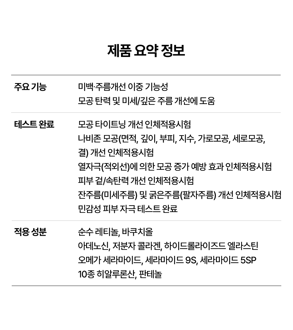 제품 요약 정보